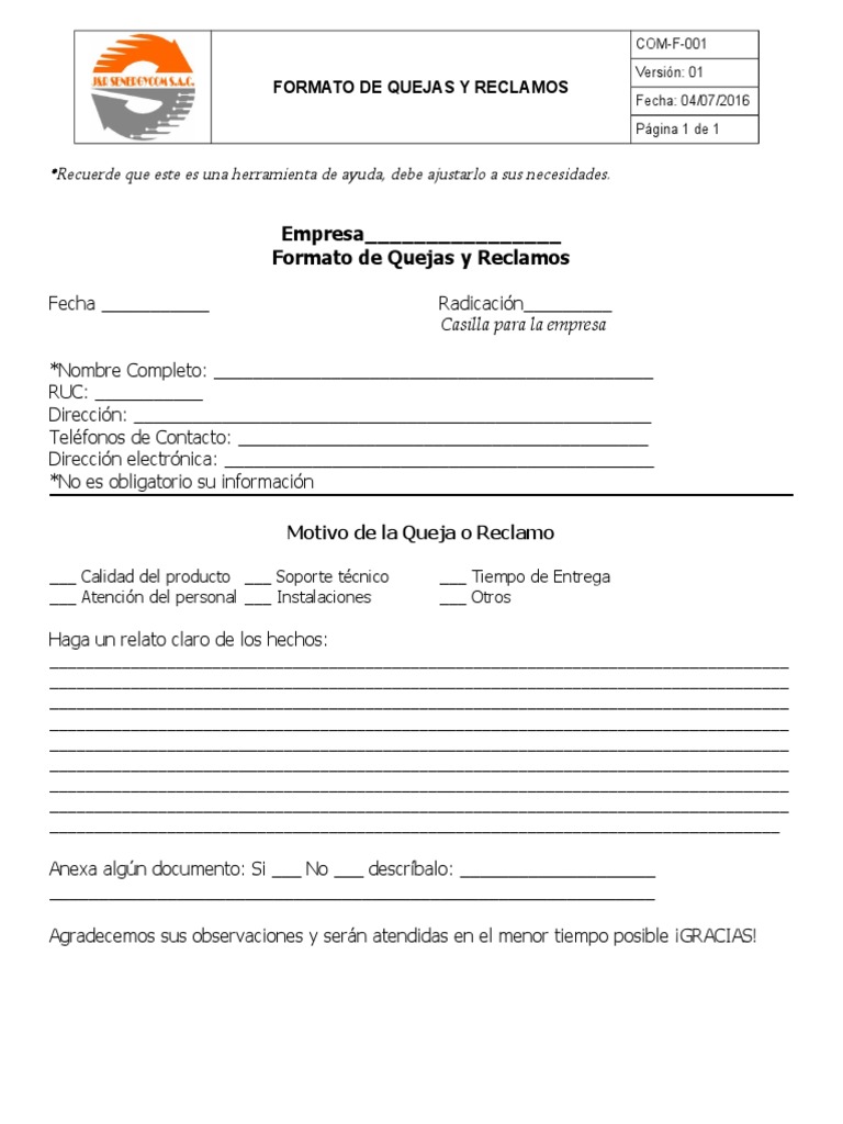 Formato de Quejas y Reclamos UTP | PDF | Informática | Informática y ...