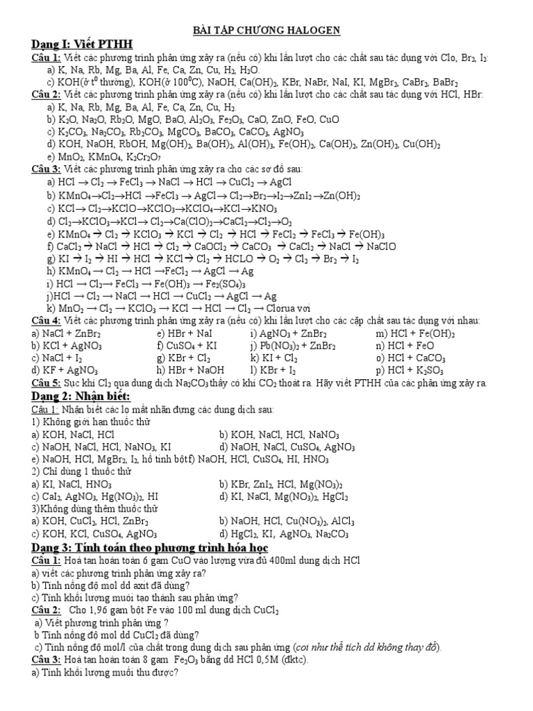 Bai Tap Nhom Halogen | PDF