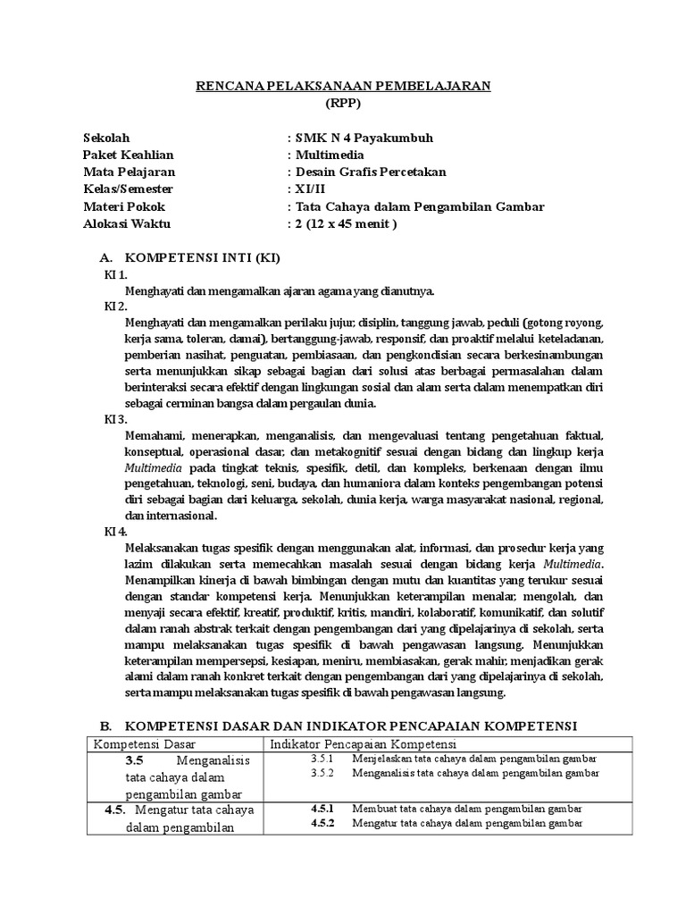  RPP  Desain  Grafis  Percetakan  KD 5 Genap 