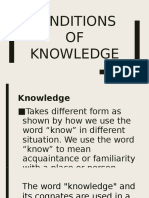 Conditions OF Knowledge