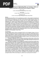 The Influence of Service Marketing Mix On Customer Choice of Repeat Purchase of Restaurant in Kumasi, Ghana