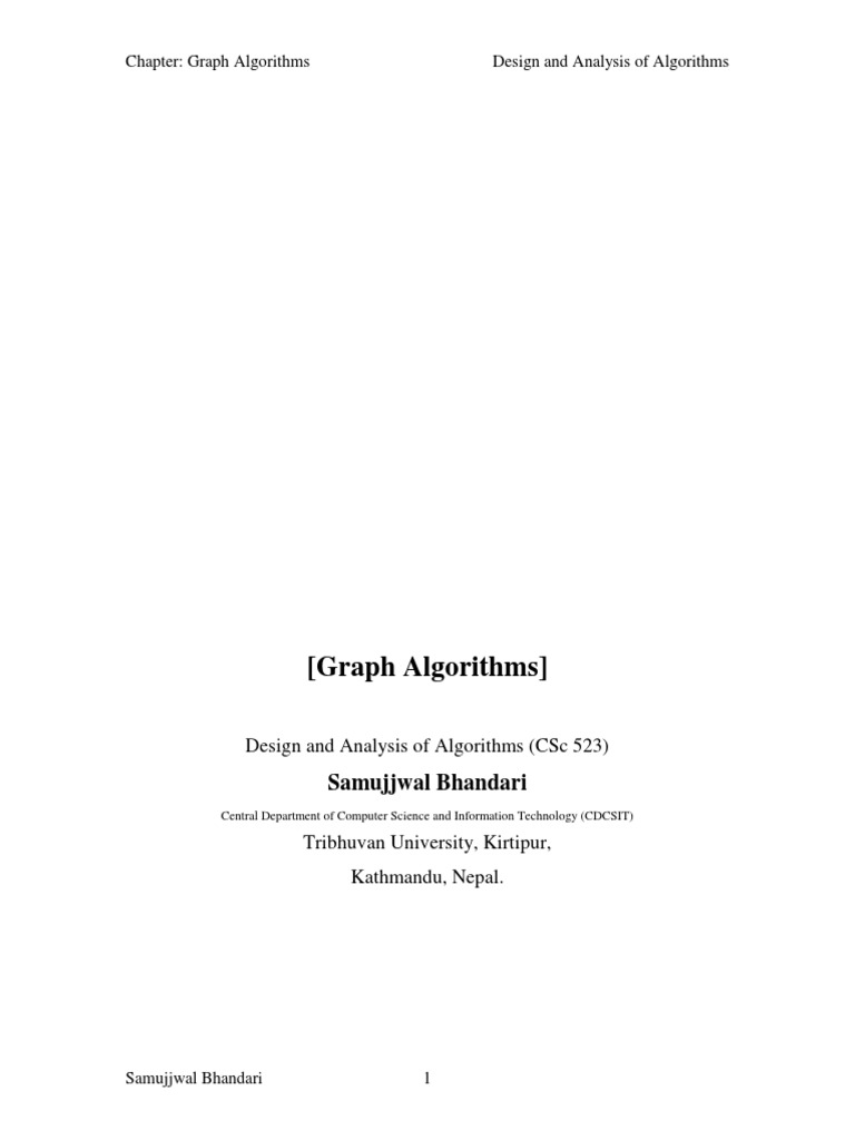(Graph Algorithms) : Chapter: Graph Algorithms Design and Analysis of ...