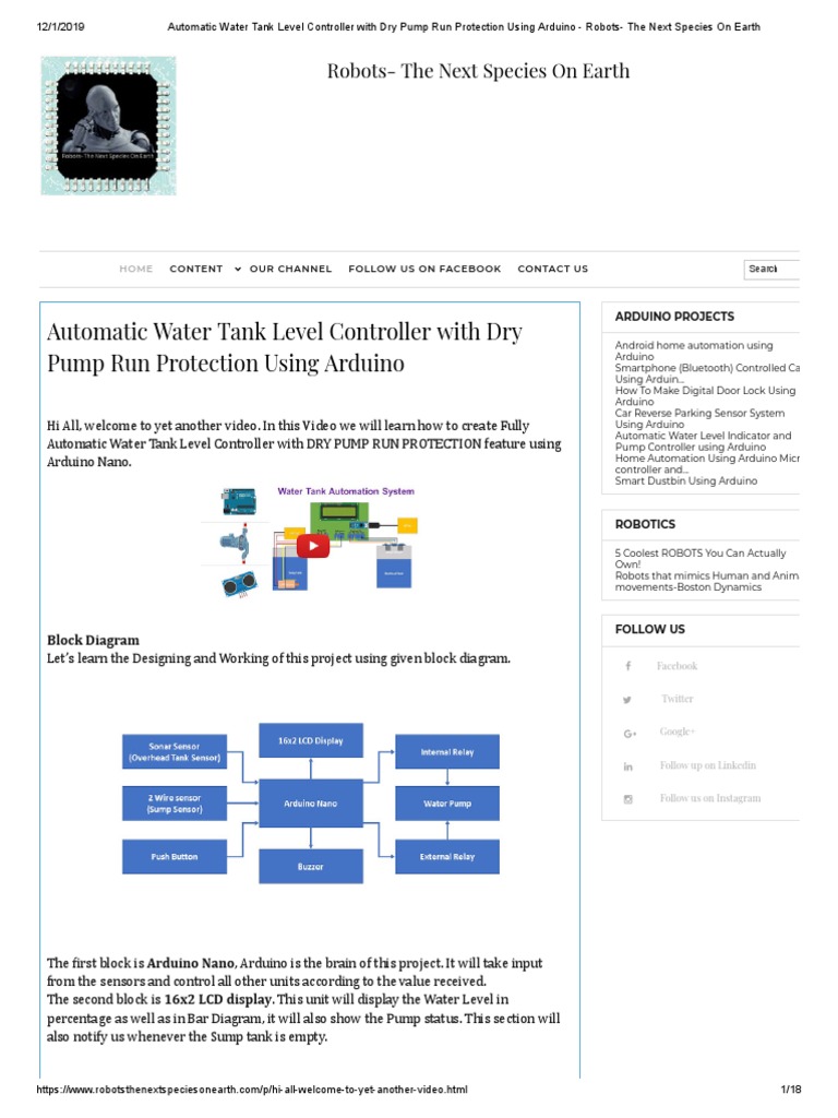 Automatic Water Tank Level Controller With Dry Pump Run Protection ...