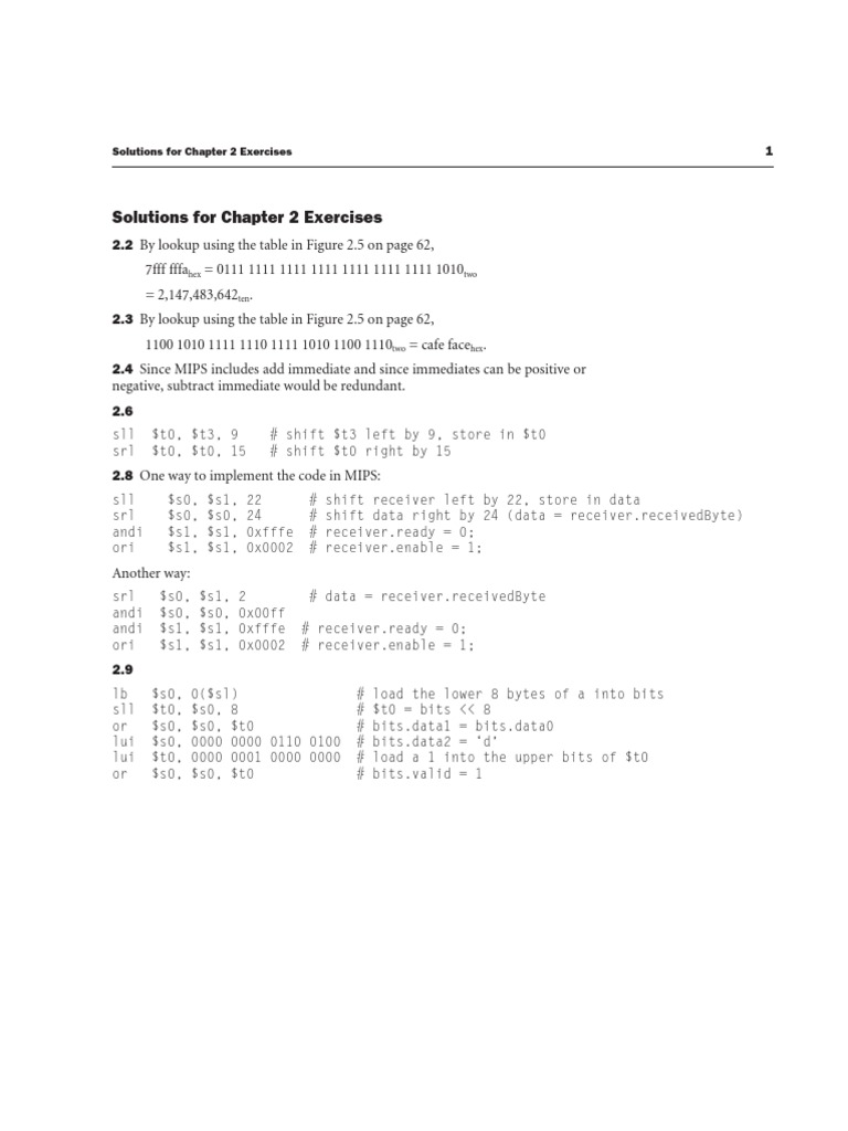 02 Solutions For Chapter 2 Exercises | PDF