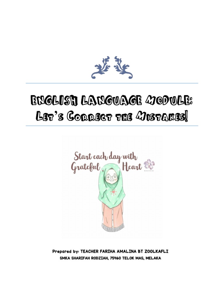 Common Errors Module V2 Pdf Verb Adjective