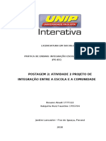 Postagem 2: Atividade 2 Projeto de Integração Entre A Escola e A Comunidade