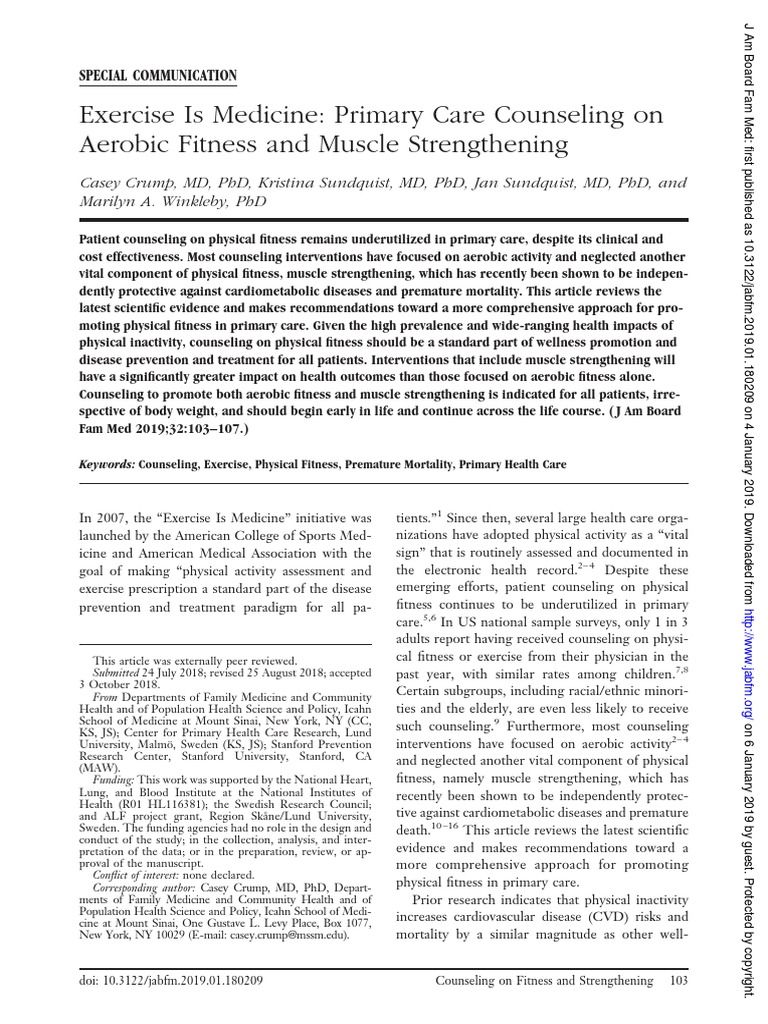Exercise Is Medicine Pdf Physical Fitness Body Mass Index