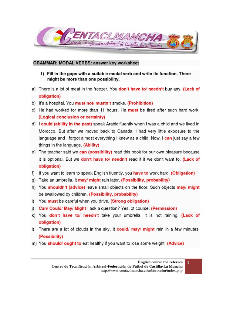 15 answer key modal verbs pdf pdf