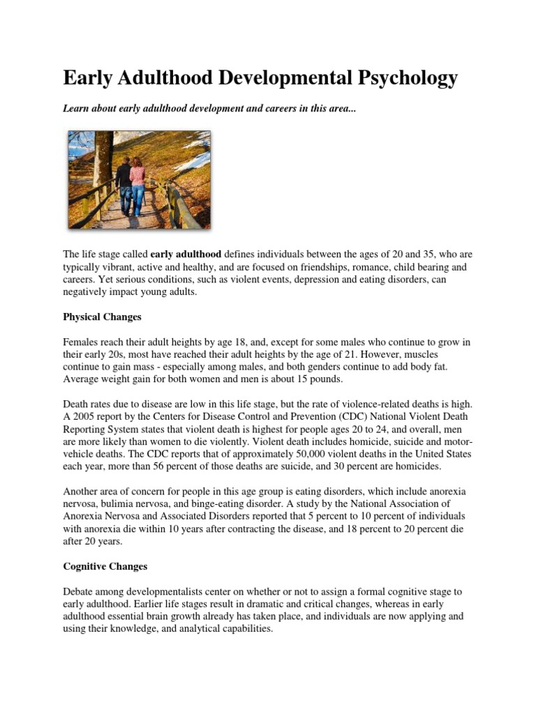 Early Adulthood Developmental Psychology | Download Free PDF | Eating ...