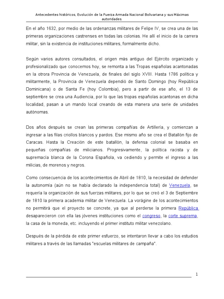 Evolución de la FANB en Venezuela | PDF | Venezuela | Relaciones ...