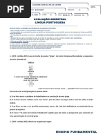 Modelo de prova de 6º ano do Ens. Fund. 