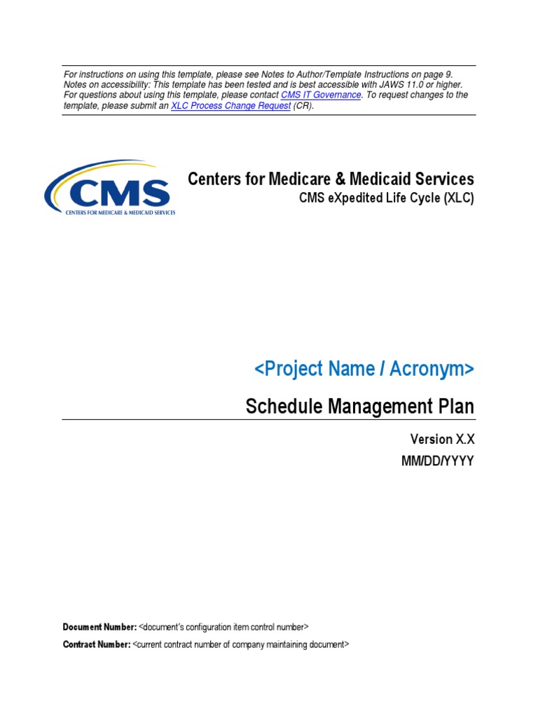 CMS Schedule Management Plan Template | PDF | Project Management ...