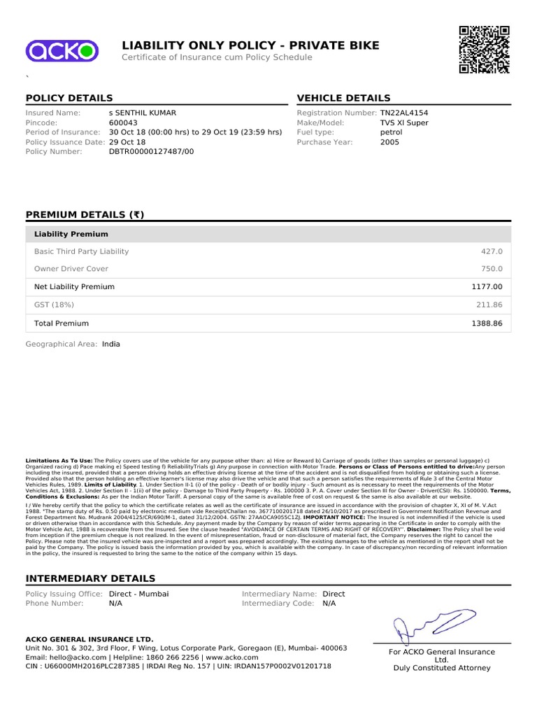 A Comprehensive Third-Party Liability Only Insurance Policy for a ...