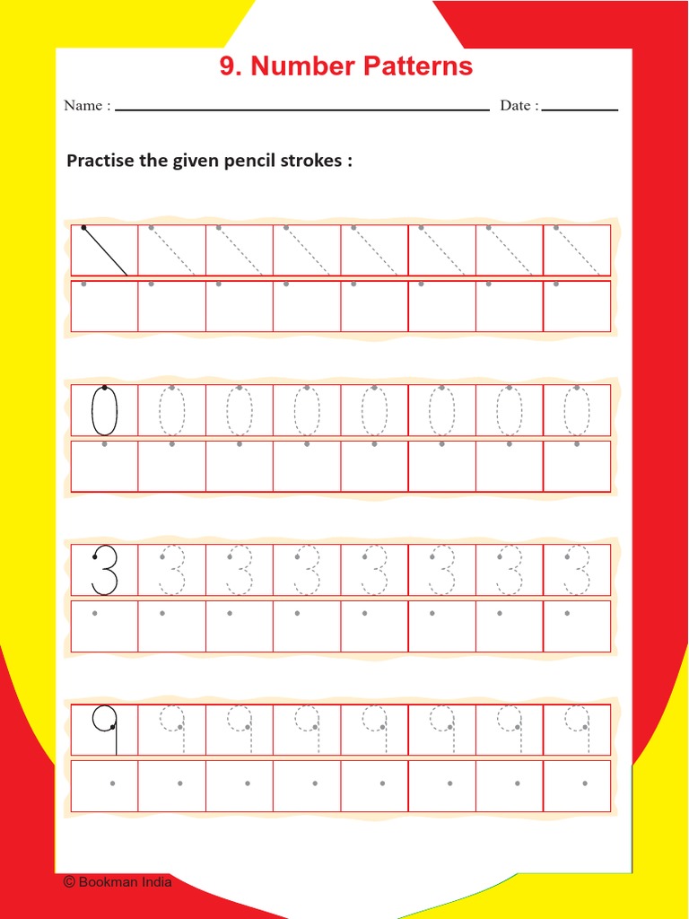 Number Patterns: Practise The Given Pencil Strokes | PDF