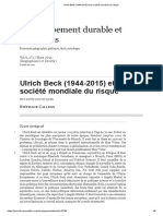 Sobre Beck - (1944-2015) Et La Société Mondiale Du Risque