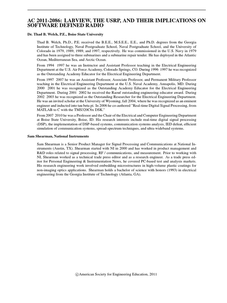 LabVIEW and USRP in Software Defined Radio | PDF | Software Defined ...