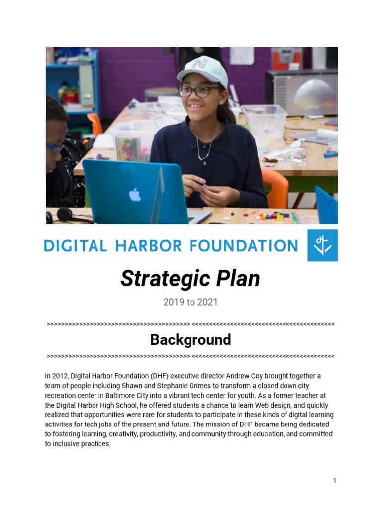 Digital Harbor Foundation Strategic Plan 20192021 PDF
