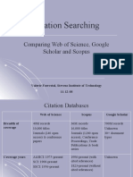 Citation Searching: Comparing Web of Science, Google Scholar and Scopus