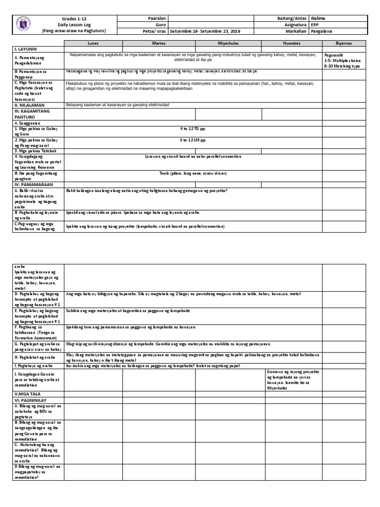DLL EPP Industrial Arts 2nd Q Week 4 PDF