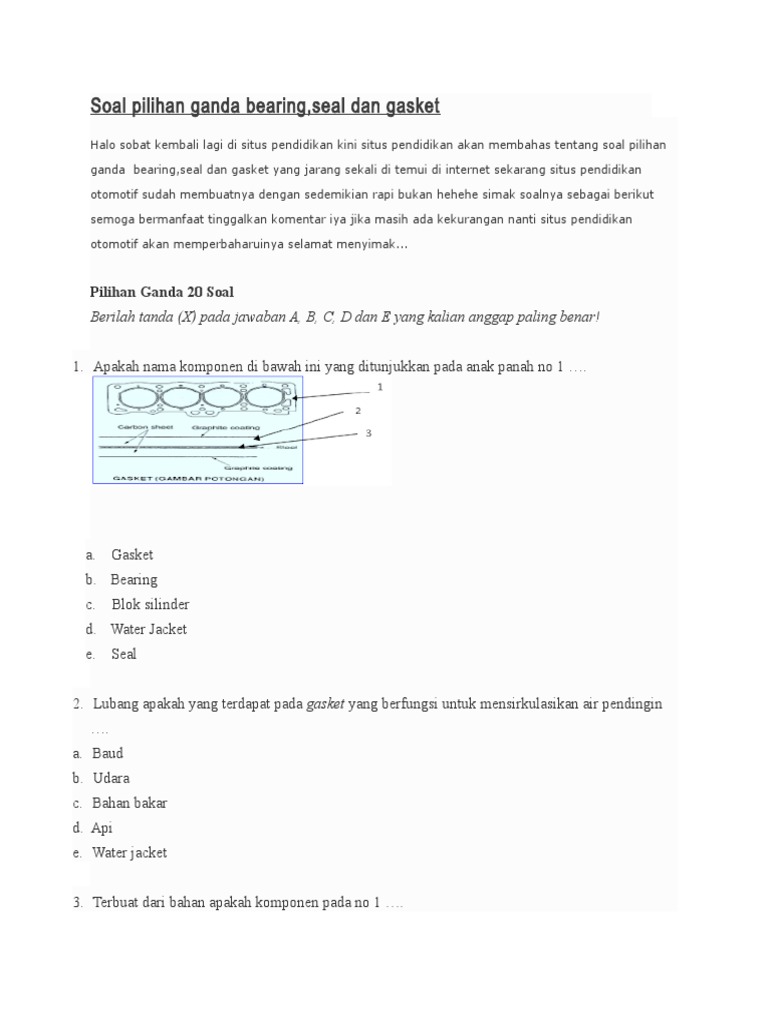 Soal Dan Jawaban Tentang Bearing Soal dan Jawaban