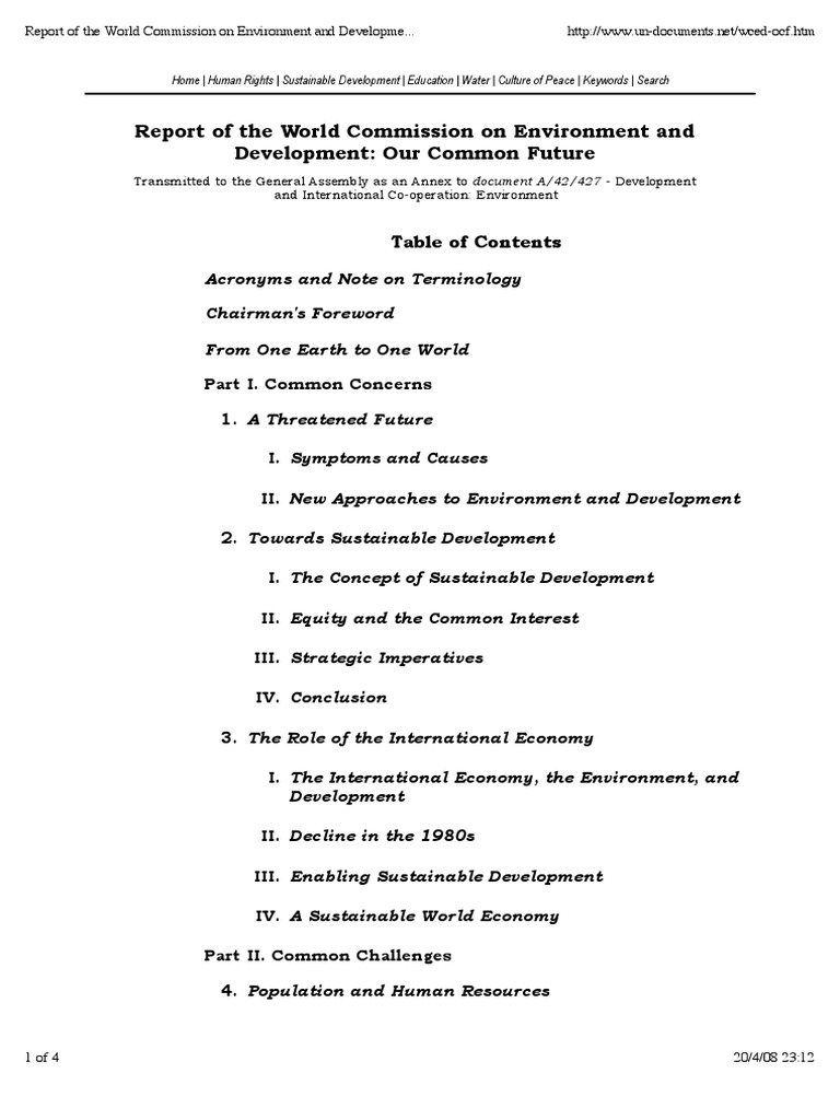 Brundtland Our Common Future 1987 2008 Sustainability