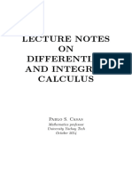 Lecture Notes ON Differential and Integral Calculus: Pablo S. Casas