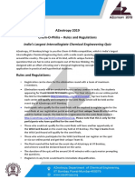 Azeotropy 2019 Chem-O-Philia - Rules and Regulations: India'S Largest Intercollegiate Chemical Engineeering Quiz