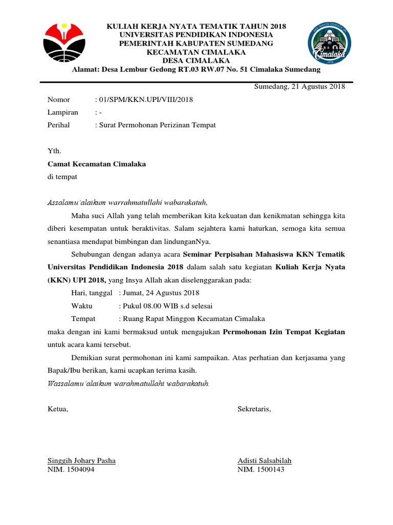 Contoh Surat Permohonan Perizinan  IMAGESEE