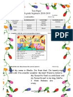 Test Paper 6th Grade Beginners 2018-2019