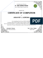 Certificate of Completion: Arian Rey L. Ladroma