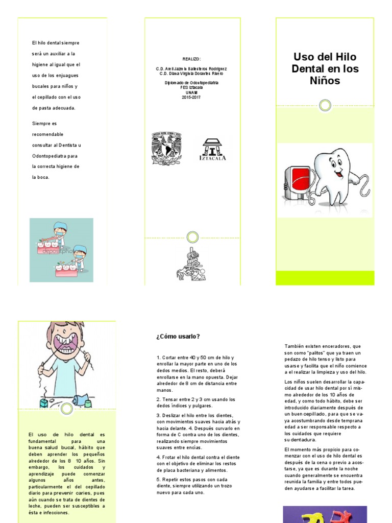Triptico Hilo Dental | PDF | Ramas de Odontología | Boca, image size:768x1024