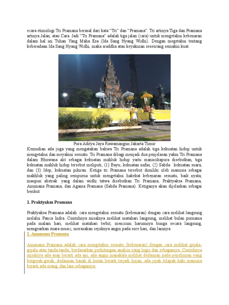 Memahami Tri Pramana dalam Hindu | PDF