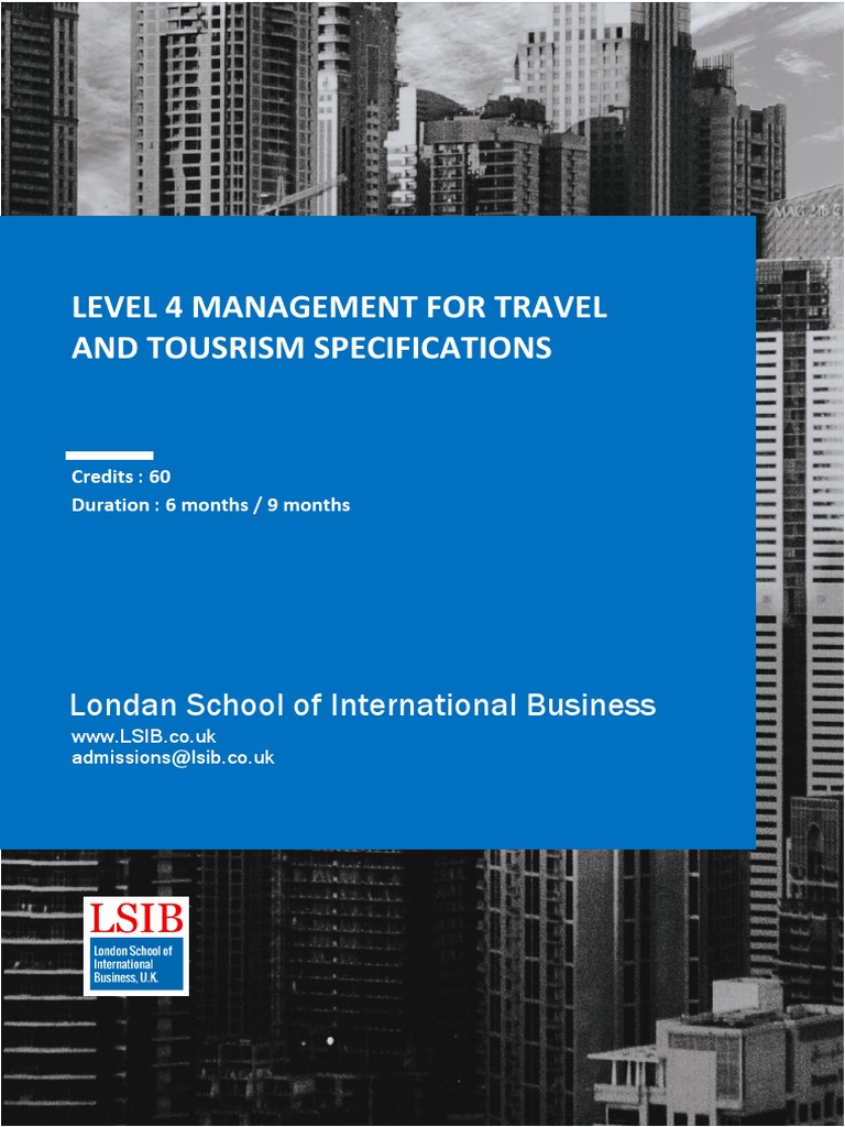 Level 4 Management For Travel and Tourism Specifications | PDF ...
