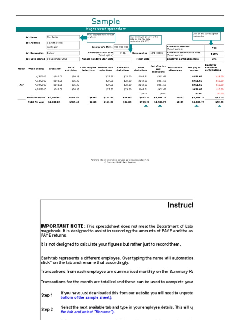 Wage Summary Template | PDF | Personal Finance | Taxation