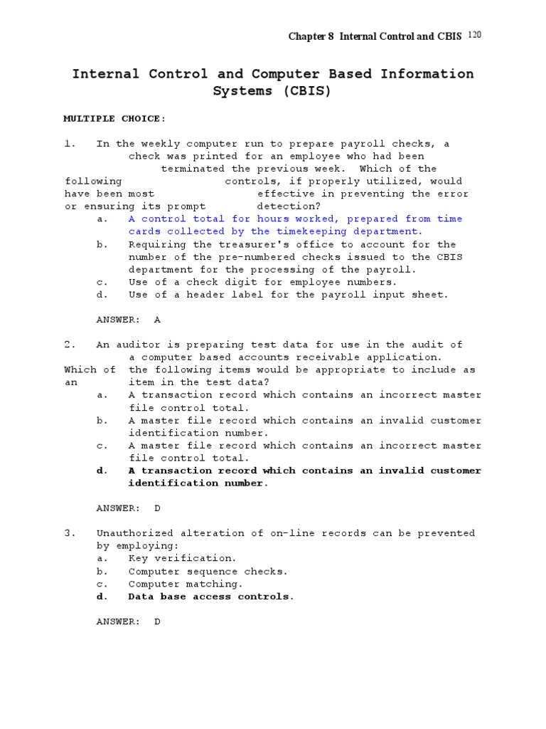 Internal Control in CBIS: Key Concepts | PDF | Internal Control ...