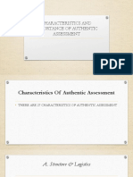 Characteristics and Importance of Authentic Assessment