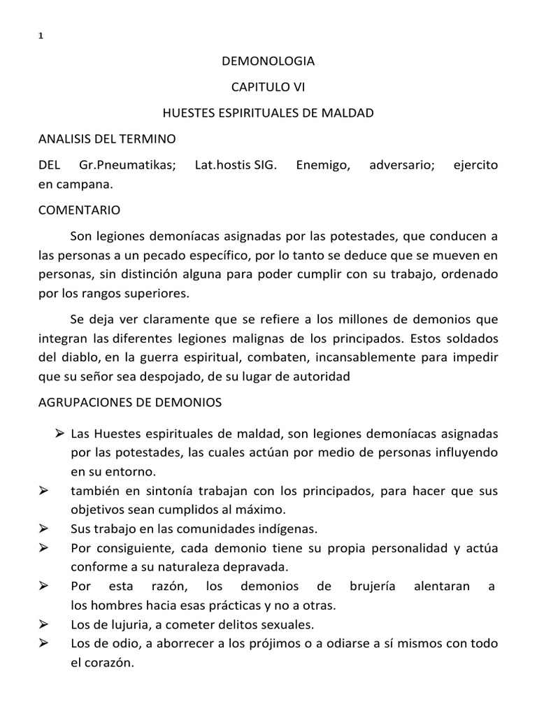 Jerarquías de Demonios y su Influencia | PDF | Demonios | Religión y ...
