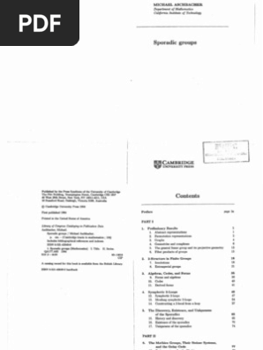 Sporadic Groups, Aschbacher | PDF | Group (Mathematics