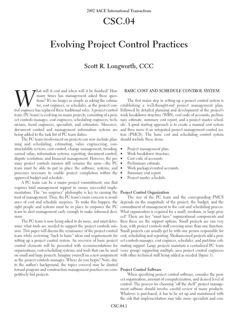 04 Evolving Project Control | PDF | Project Management | Engineering