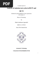 Analysis of Emission Test Cycles in BS IV and Bs Vi: A Seminar Report On