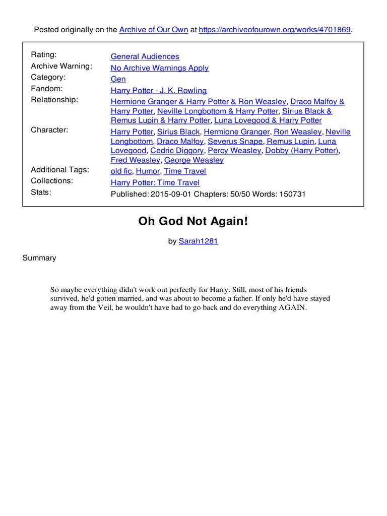 Oh God Not Again PDF PDF Harry Potter Universe Contemporary Fantasy Novels