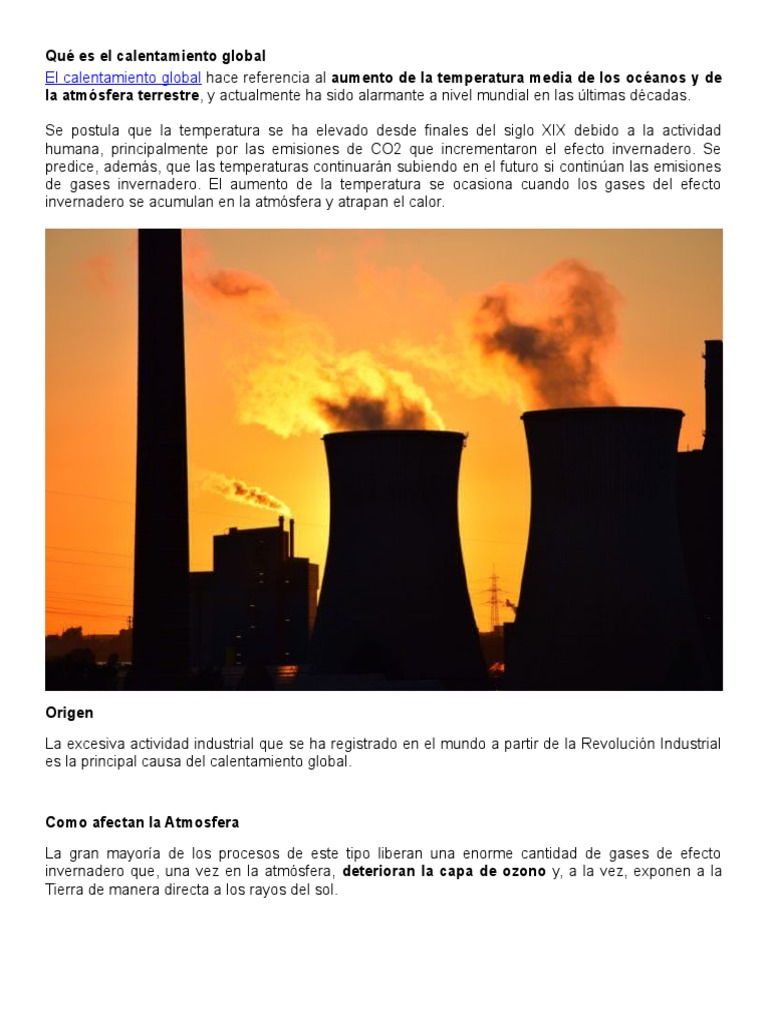 Qué Es El Calentamiento Global | PDF | Calentamiento global | Efecto ...