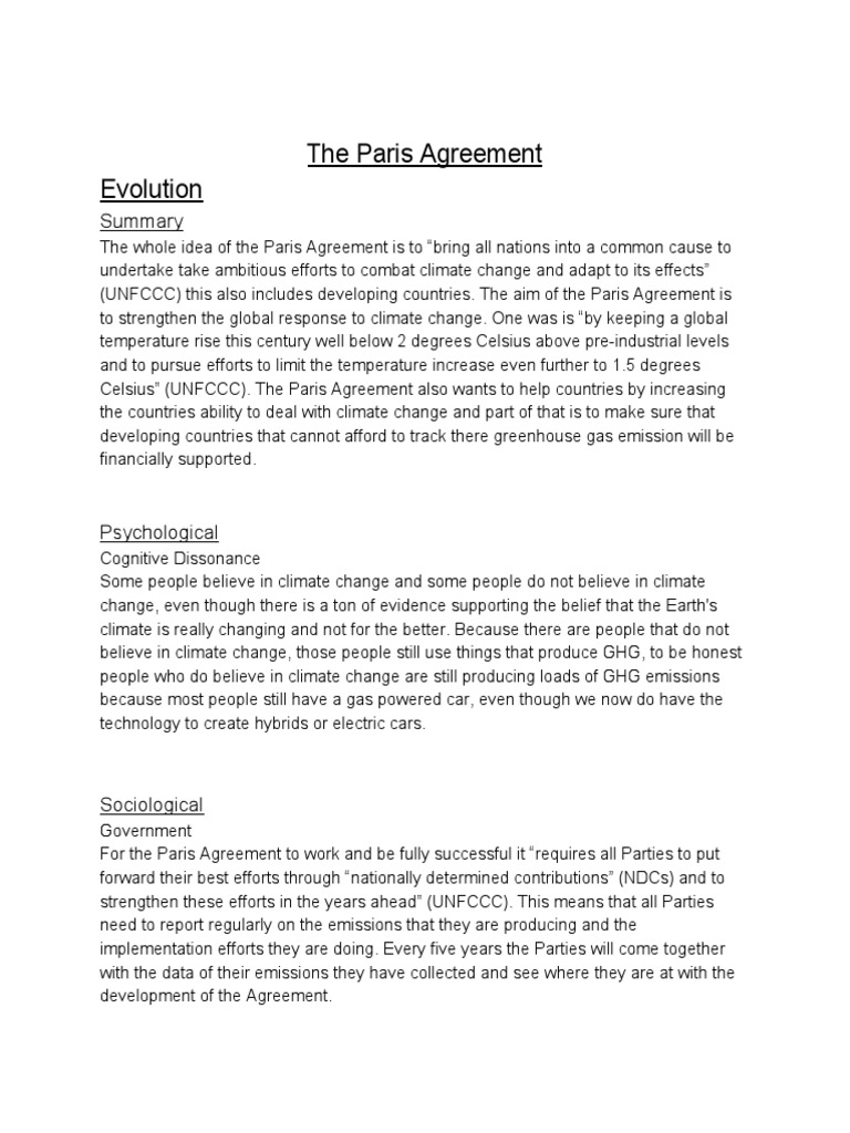 Overview of the Paris Agreement | PDF | Deviance (Sociology) | United ...