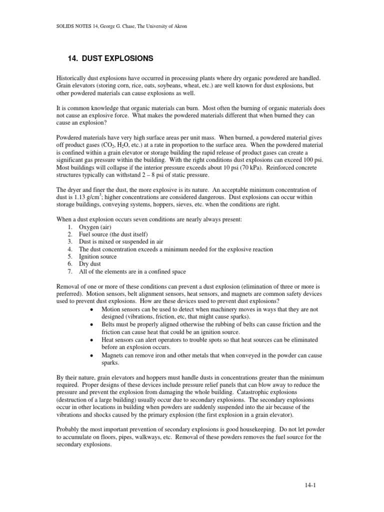 SolidsNotes14 Dust Explosions | PDF | Explosion | Chemistry