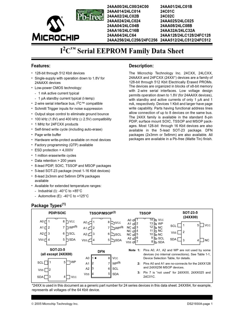 I2C EEPROM's PDF | PDF | Bit | Electronic Design