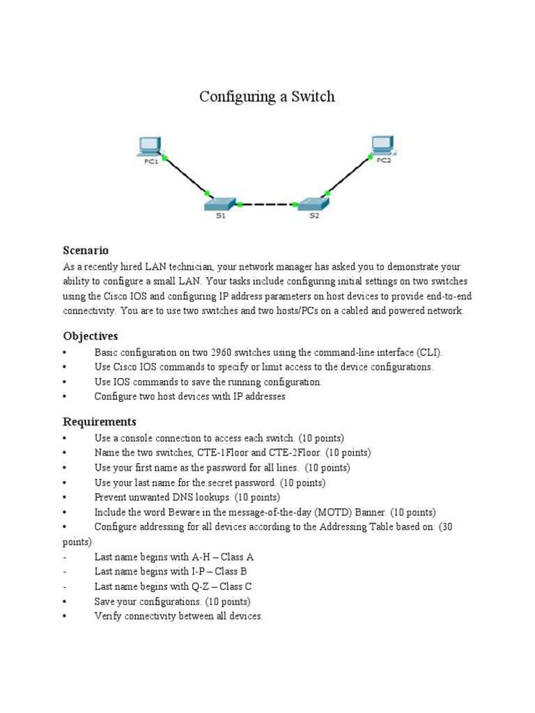 Configuring A Switch | PDF | Teaching Methods & Materials | Computers