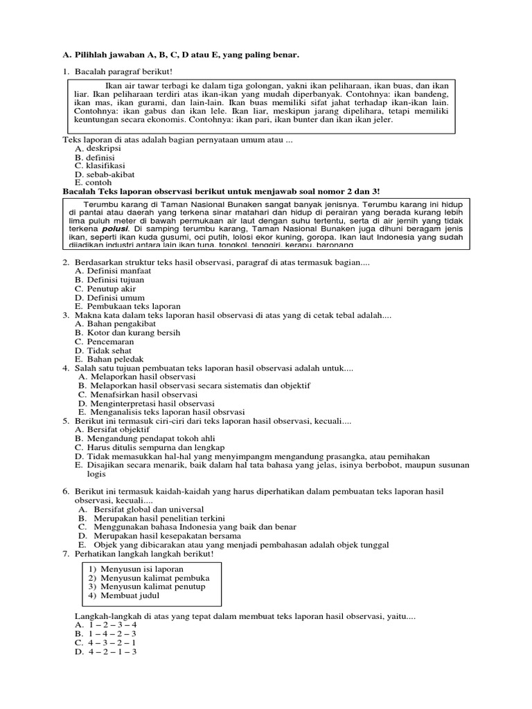 Teks Laporan Hasil Observasi Tentang Ikan Mas - Berbagai Teks Penting