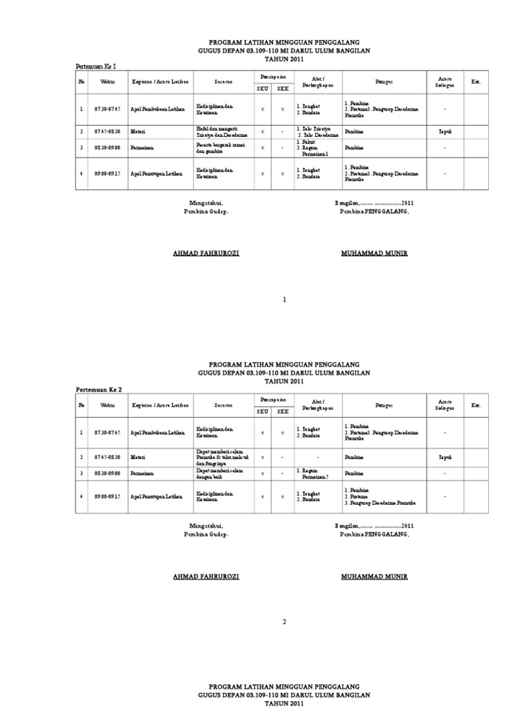 Program Latihan Mingguan Pdf