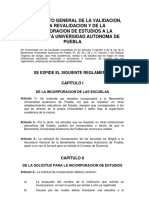 16 Reglamento General de La Validacion de La Revalidacion y de La Incorporacion de Estudios A La BUAP PDF