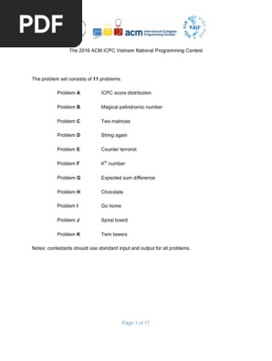 Problems Acm 16 String Computer Science Matrix Mathematics